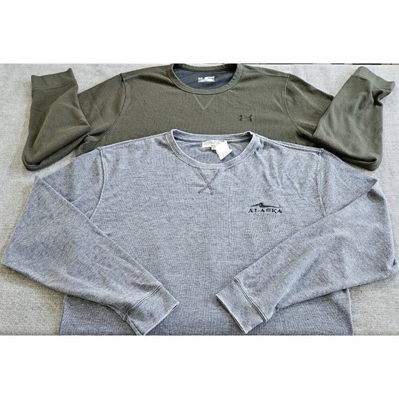 Sweatshirt Men 2XL Lot of 2 Gray Olive LS Under Armour Cold Gear Coconut Creek - Picture 1 of 15